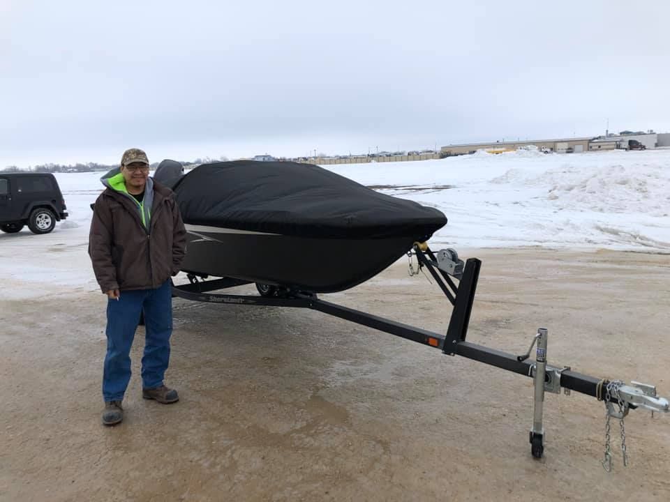 Customer with their new boat